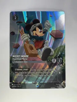 Lorcana Mickey Mouse Inspirational Warrior ENCHANTED RARE Card 221/204 - Image 1