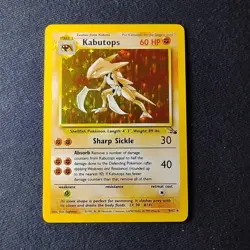 Pokemon TCG Kabutops Fossil 9/62 Unlimited Holo Rare LP - Image 1