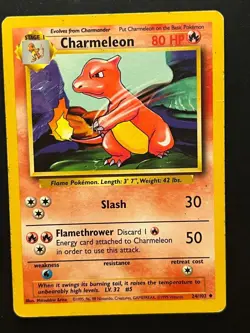 Charmeleon Base Set Unlimited Pokemon TCG 24/102 WOTC Vintage Uncommon - Image 1