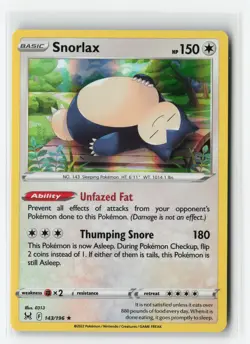 SNORLAX 143/196 LOST ORIGINS HOLO RARE POKEMON TCG NM - Image 1