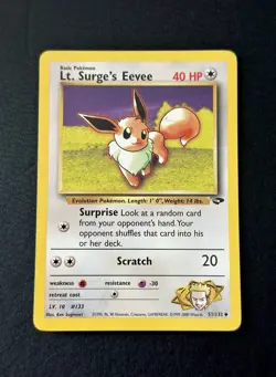 2000 Lt. Surge's Eevee 51/132 Uncommon Gym Challenge Pokemon Card - Image 1