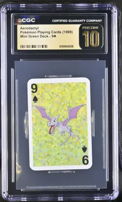 Aerodactyl Pokemon Playing Card 1999 Mini Green Deck 9 of Spades CGC 10 PRISTINE - Image 1