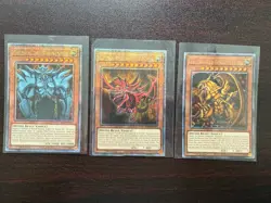 Egyptian God Cards Set Obelisk Slifer Winged Ra NM YuGiOh QCR Quarter Century - Image 1