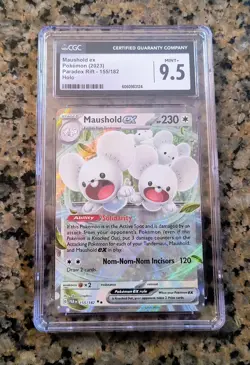 ✨Maushold EX Ultra RARE Pokemon Card CGC 9.5 MINT+ Paradox Rift #155/182 (2023)✨ - Image 1