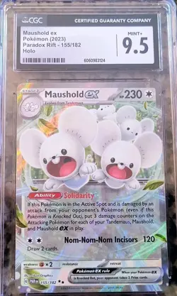 ✨Maushold EX Ultra RARE Pokemon Card CGC 9.5 MINT+ Paradox Rift #155/182 (2023)✨ - Image 2