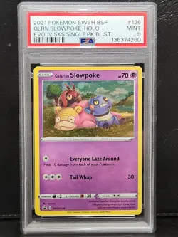 2021 Pokemon Galarian Slowpoke SWSH126 Holo Cosmos Evolving Skies MINT PSA 9 - Image 1