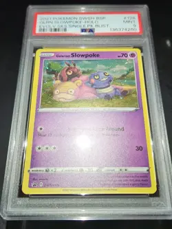 2021 Pokemon Galarian Slowpoke SWSH126 Holo Cosmos Evolving Skies MINT PSA 9 - Image 3