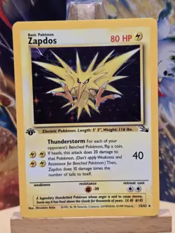 Zapdos 15/62 Fossil Holo 1st Edition Pokemon ⚡Nice holo⚡ - Image 1