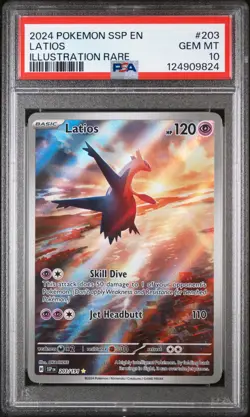 2024 POKEMON SSP EN-SURGING SPARKS ILLUSTRATION RARE #203 LATIOS PSA 10 - Image 1