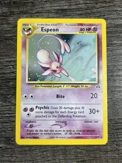 Pokemon Espeon Neo Discovery TCG 1/75 Holo CLEAN Unlimited Rare LP Condition - Image 1