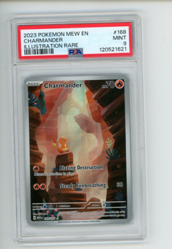 2023 Pokemon 151 Mew EN Charmander 168/165 Illustration Rare PSA 9 MINT (621) - Image 1