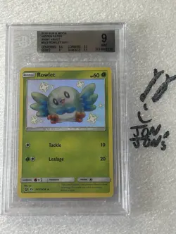 2019 Pokemon Sun and Moon Hidden Fates Shiny Vault Rowlet #SV2 BGS 9 MINT - Image 1