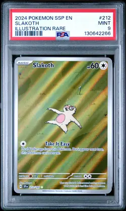 2024 POKEMON SSP EN-SURGING SPARKS ILLUSTRATION RARE #212 SLAKOTH PSA 9 - Image 1