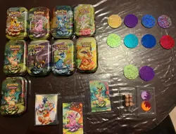 Pokemon TCG Prismatic Evolutions Eeveelution Lot- Empty Mini Tins, Coins & Extra - Image 1