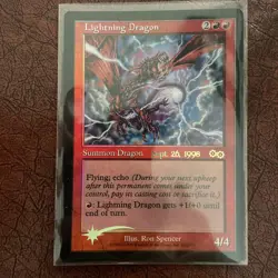 MtG Lightning Dragon Foil Promo Prerelease from Urza's Saga - Image 1