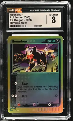CGC 8 Houndour 2003 EX Dragon 59/97 Reverse Holo Pokemon Card - Image 1
