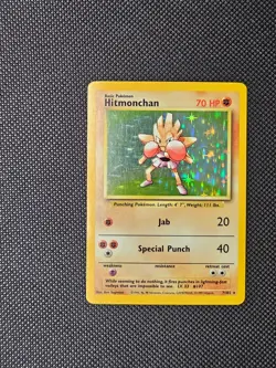 Pokemon TCG Hitmonchan 7/102 Base Set Unlimited Holo Rare Vintage Card - Image 1