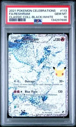 PSA 10 Reshiram #113/114 Pokemon Celebrations Classic Collection Black White - Image 1