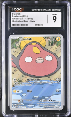 2025 Pokemon TCG Stunfisk 118/086 Illustration Rare SV White Flare CGC 9 - Image 1