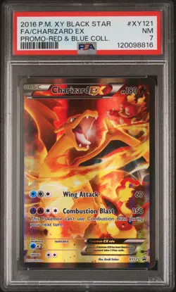 2016 POKEMON XY BLACK STAR PROMO RED & BLUE COLL FULL ART/CHARIZARD EX PSA 7 - Image 1