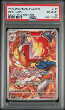 2024 POKEMON TWM EN-TWILIGHT MASQUERADE ILLUSTRATION RARE #173 INFERNAPE PSA 10 - Image 1
