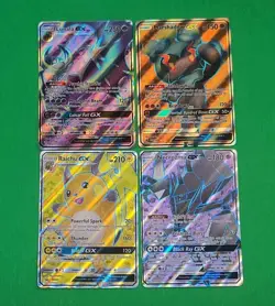 Pokemon Tcg Alternate Full Art GX's Lot Of 4 Raichu Necrozma Marshadow Lunala NM - Image 2