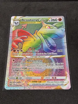Pokemon : Aerodactyl VSTAR 199/196 Lost Origin Holo Rainbow Secret Rare LP - Image 1