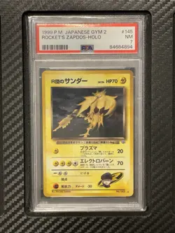 1999 PSA 7 Rocket’s Zapdos #145 Holo Rare Pokemon TCG Japanese Gym 2 Vintage - Image 1