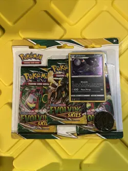 POKEMON SWORD SHIELD EVOLVING SKIES 3-PACK Blister BOOSTER UMBREON PROMO - Image 1