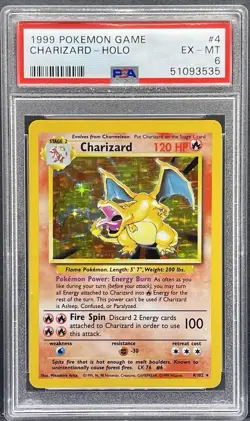 Charizard 4/102 Holo Rare Pokemon 1999 Unlimited Base Set PSA 6 EX-MT - Image 1