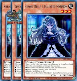 Yugioh! 3x Ghost Belle & Haunted Mansion PHRE-EN043 Rare 1st Ed NM - Image 1