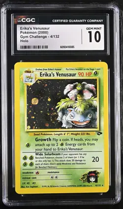 CGC 10 GEM MINT Erika's Venusaur Gym Challenge 4/132 Holo SWIRL Pokemon Card - Image 1