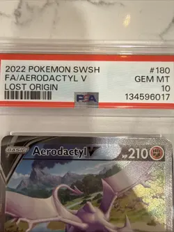 PSA 10 GEM MT 2022 Pokemon SWSH Aerodactyl V Lost Origins 180/196 Full Art - Image 3
