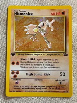 Pokemon HITMONLEE 7/62 Fossil 1ST Edition LP/MP Holo Rare - Image 1