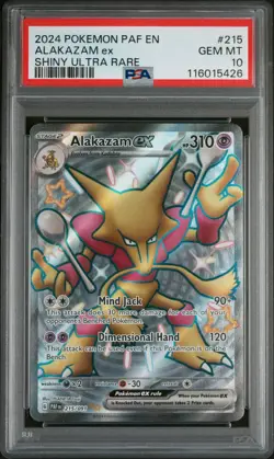2024 POKEMON PAF EN-PALDEAN FATES SHINY ULTRA RARE #215 ALAKAZAM EX PSA 10 - Image 1
