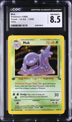 CGC 8.5 Muk 1999 1st Edition Fossil Set 13/62 Holo Pokemon Card NM/MINT+ psa - Image 1