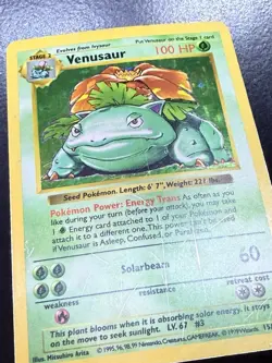 Shadowless Venusaur 15/102 Holo Base Set Pokemon Card Vintage WOTC - HP/DMG - Image 4