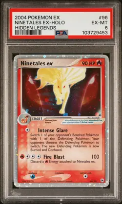 2004 POKEMON EX HIDDEN LEGENDS #96 NINETALES EX-HOLO PSA 6 - Image 1