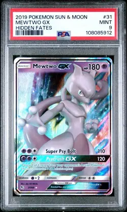 2019 Pokemon Hidden Fates # 31 Mewtwo GX PSA 9 MINT! Trusted Seller! Free Ship! - Image 1