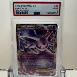 2016 Pokemon XY: Breakpoint #52/122 Espeon EX - PSA 9 MINT - Image 1
