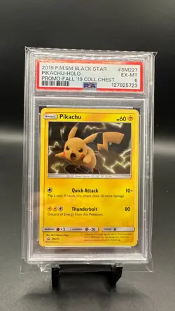 2019 POKEMON SM BLACK STAR PROMO PIKACHU #SM227 PSA 6 EX - Image 1