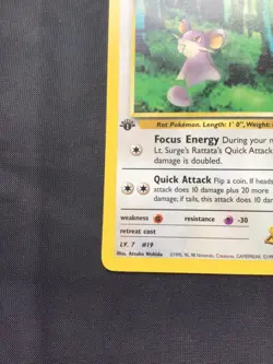 Pokemon Cards: Gym Challenge 1st Edition Common: Lt. Surge's Rattata 85/132 - Image 5