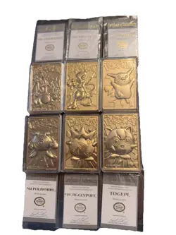*NO Pokeballs* Set Of 6 Pokemon 23K Gold Plated Cards 1999 Burger King Promotion - Image 1