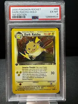 Pokemon Dark Raichu Holo 1st Edition Secret Rare Card 83/82 Psa 6 - Image 1