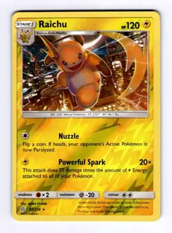 Raichu SM - Cosmic Eclipse #67 (2019) Rare Reverse Holo NM Pokemon - Image 1