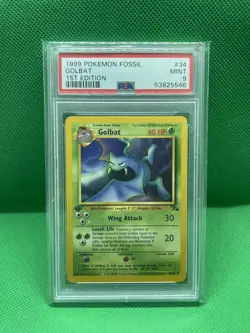 1999 Pokemon Fossil, Golbat #34 First Edition PSA 9 MINT - Image 1