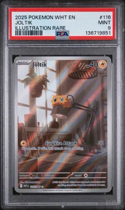 2025 POKEMON WHT EN-WHITE FLARE ILLUSTRATION RARE #116 JOLTIK PSA 9 - Image 1