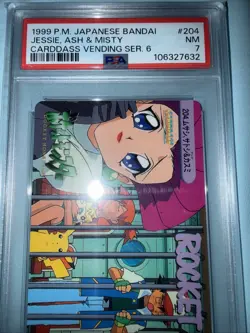 Pokemon Japanese Bandai Carddass Anime Collection #204 Jessie Ash & Misty PSA 7 - Image 1