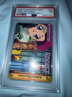 Pokemon Japanese Bandai Carddass Anime Collection #204 Jessie Ash & Misty PSA 7 - Image 2