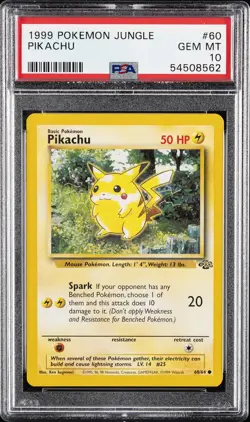 1999 POKEMON JUNGLE #60 PIKACHU PSA 10 - Image 1
